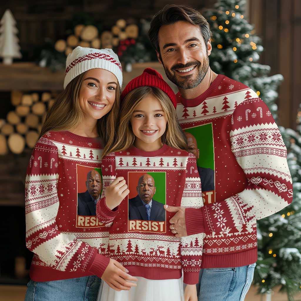 Resist Protest Civil Rights Ugly Christmas Sweater John Lewis Black History TS14 Red Beige Print Your Wear