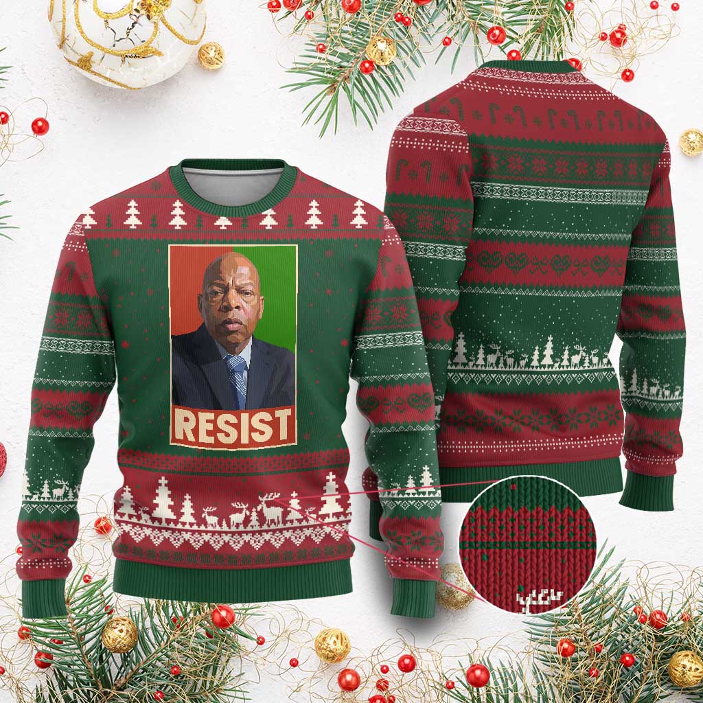 Resist Protest Civil Rights Ugly Christmas Sweater John Lewis Black History TS14 Red Green Print Your Wear