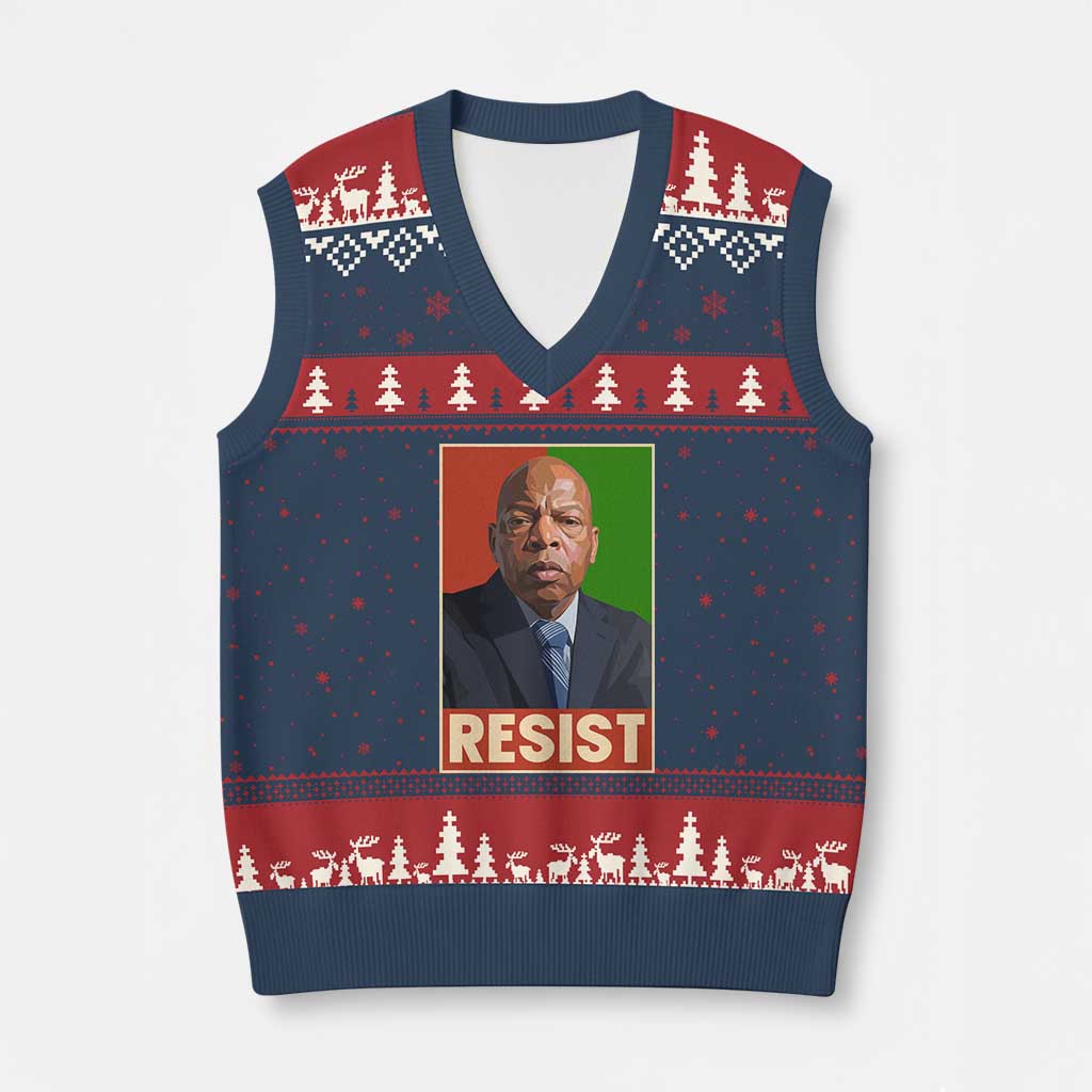 Resist Protest Civil Rights V-Neck Knit Sweater Vest John Lewis Black History TS14 Navy Red Print Your Wear