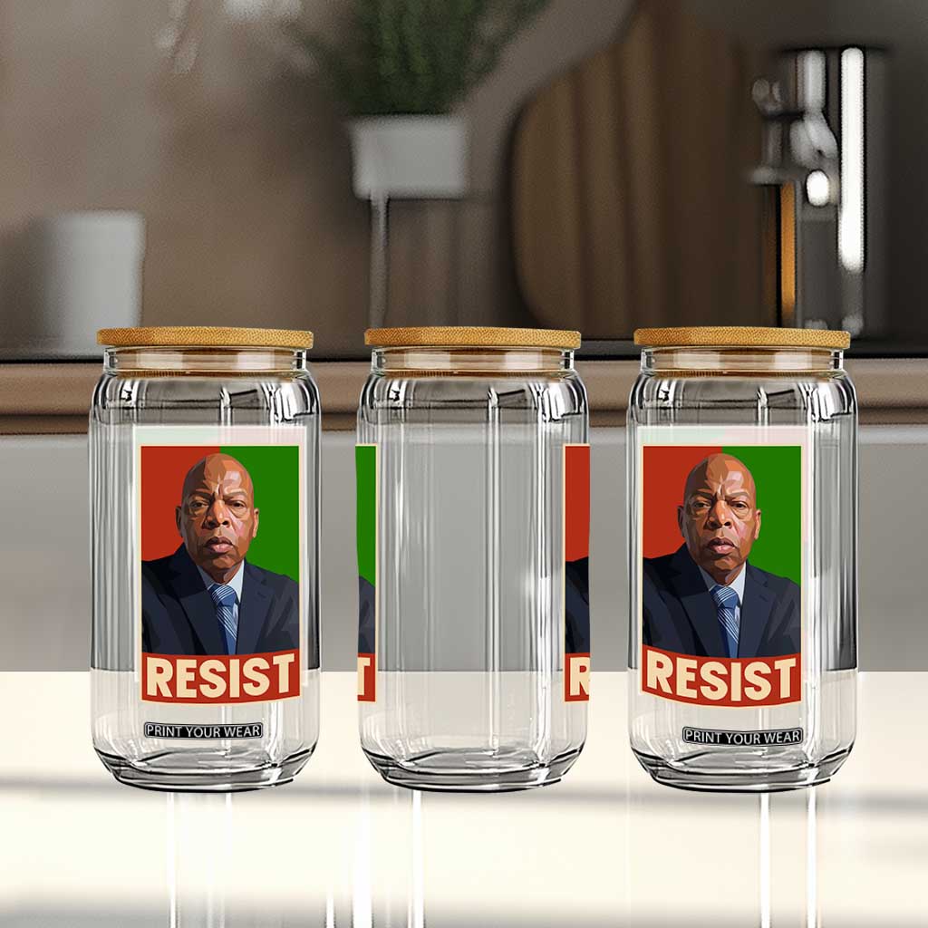 Resist Protest Civil Rights Glass Can John Lewis Black History TS14 Print Your Wear