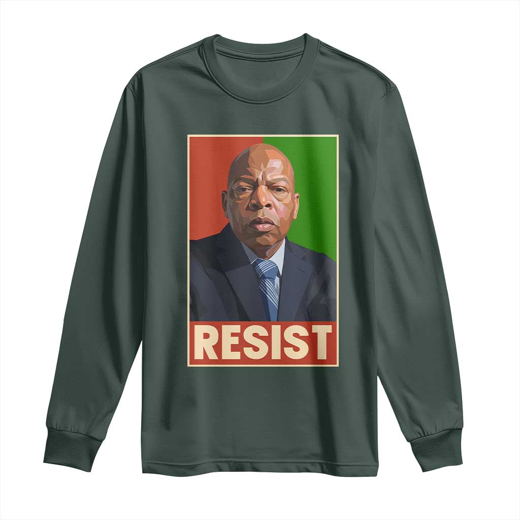 Resist Protest Civil Rights Long Sleeve Shirt John Lewis Black History TS14 Dark Forest Green Print Your Wear