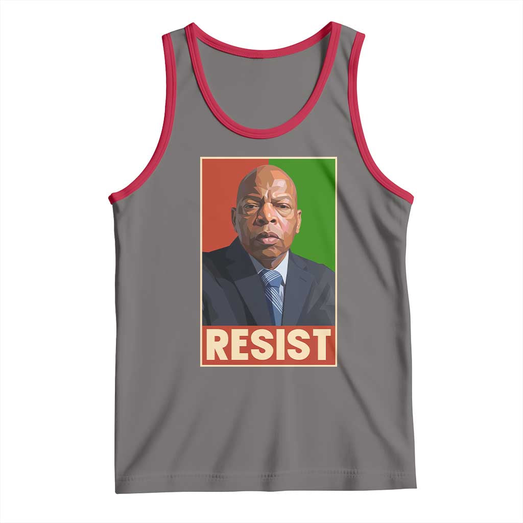 Resist Protest Civil Rights Tank Top John Lewis Black History TS14 Deep Heather Red Print Your Wear