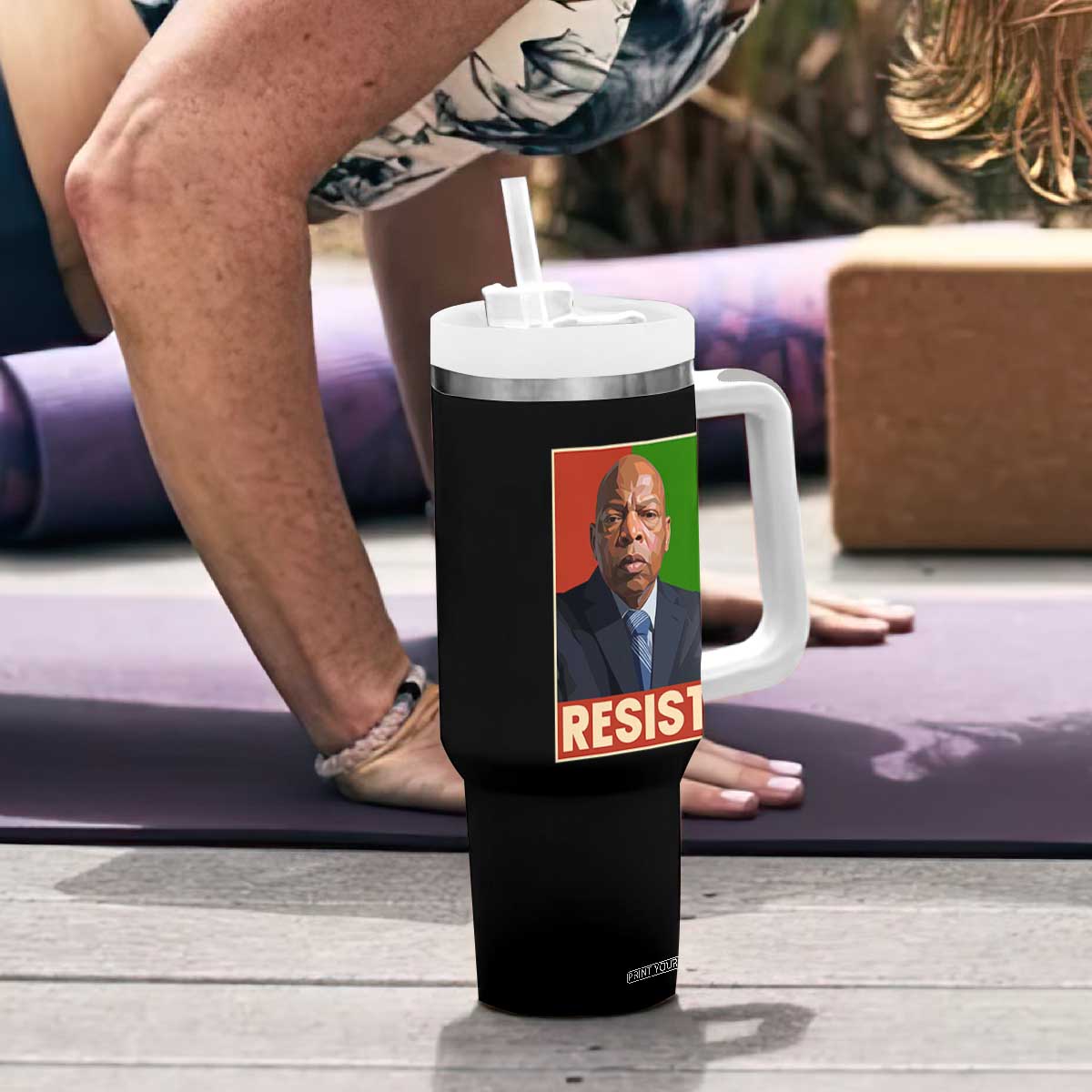 Resist Protest Civil Rights Tumbler With Handle John Lewis Black History TS14 Print Your Wear