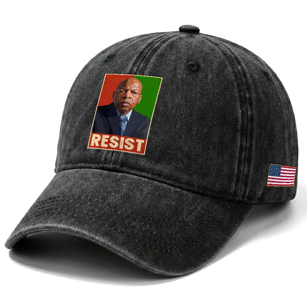 Resist Protest Civil Rights Washed Cotton Baseball Cap John Lewis Black History TS14 Print Your Wear