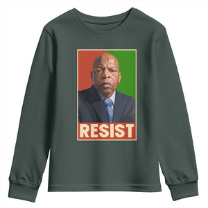 Resist Protest Civil Rights Youth Sweatshirt John Lewis Black History TS14 Dark Forest Green Print Your Wear