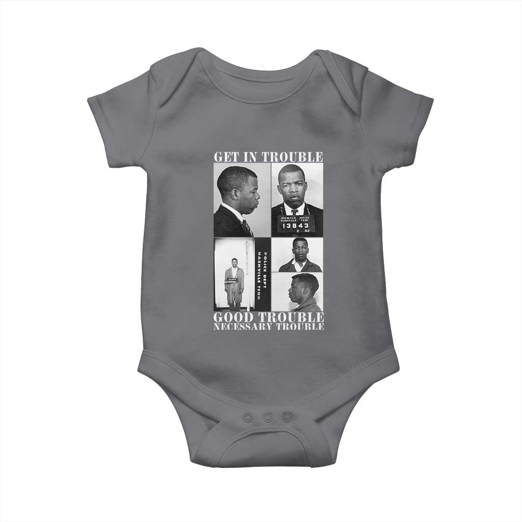 John Lewis Affrican American Baby Onesie Get in Good Necessary Trouble TS14 Charcoal Print Your Wear