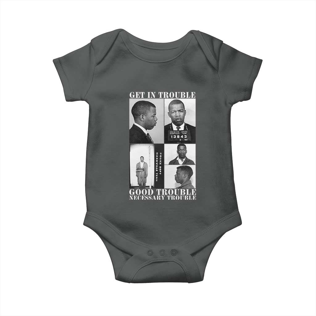 John Lewis Affrican American Baby Onesie Get in Good Necessary Trouble TS14 Dark Heather Print Your Wear