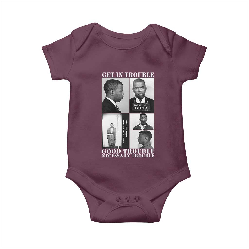 John Lewis Affrican American Baby Onesie Get in Good Necessary Trouble TS14 Maroon Print Your Wear