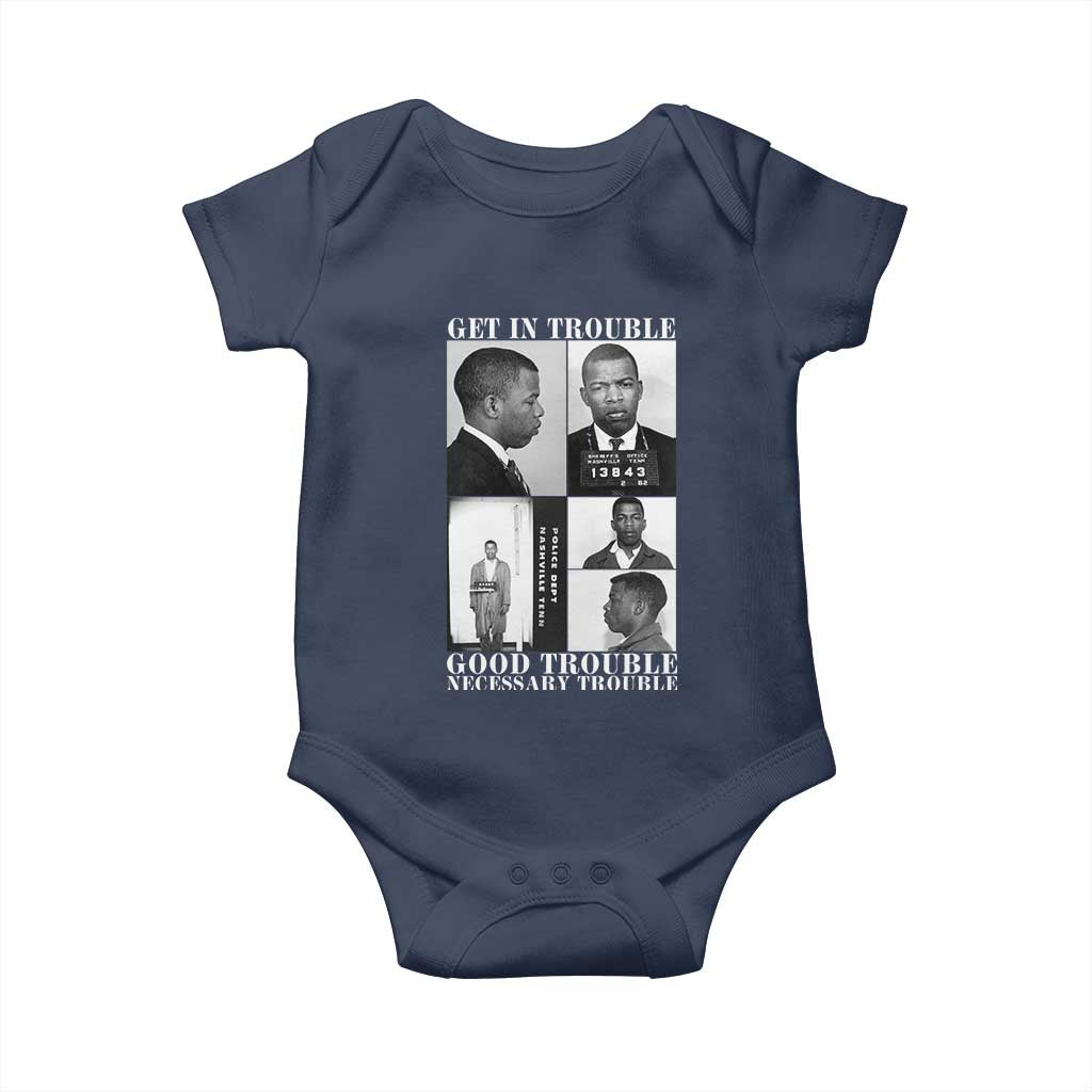 John Lewis Affrican American Baby Onesie Get in Good Necessary Trouble TS14 Navy Print Your Wear