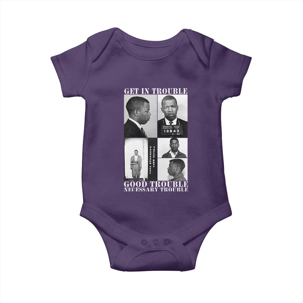 John Lewis Affrican American Baby Onesie Get in Good Necessary Trouble TS14 Purple Print Your Wear