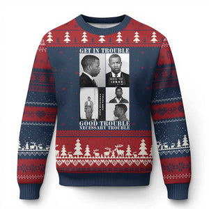 John Lewis Affrican American Ugly Christmas Sweater Get in Good Necessary Trouble TS14 Navy Red Print Your Wear