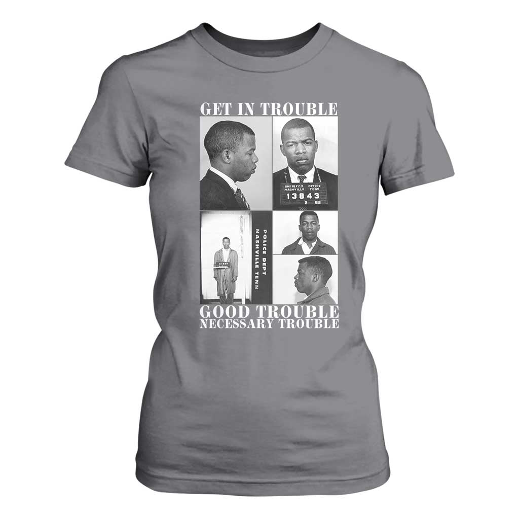 John Lewis Affrican American T Shirt For Women Get in Good Necessary Trouble TS14 Charcoal Print Your Wear