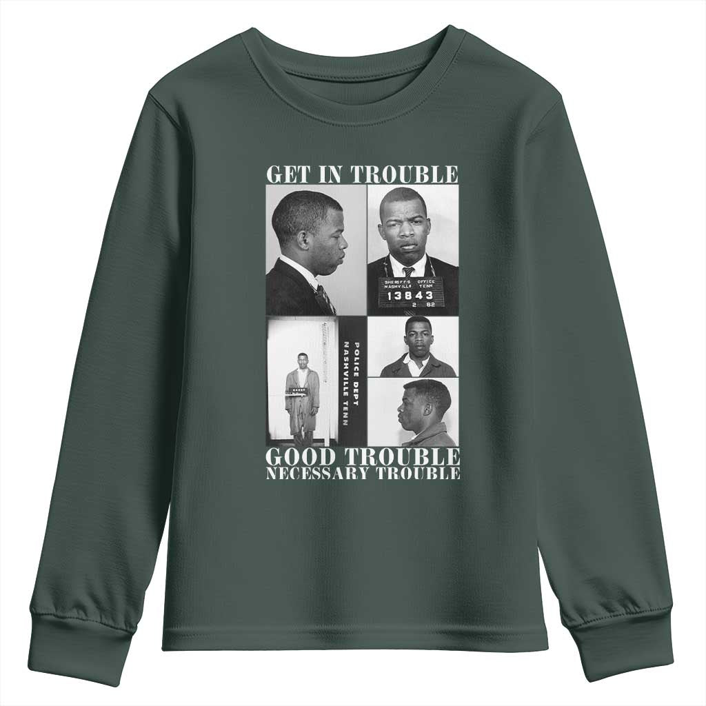 John Lewis Affrican American Youth Sweatshirt Get in Good Necessary Trouble TS14 Dark Forest Green Print Your Wear