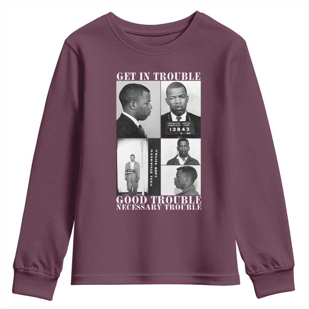 John Lewis Affrican American Youth Sweatshirt Get in Good Necessary Trouble TS14 Maroon Print Your Wear