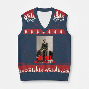 Harriet Tubman Quote V-Neck Knit Sweater Vest Black Woman History TS14 Navy Red Print Your Wear