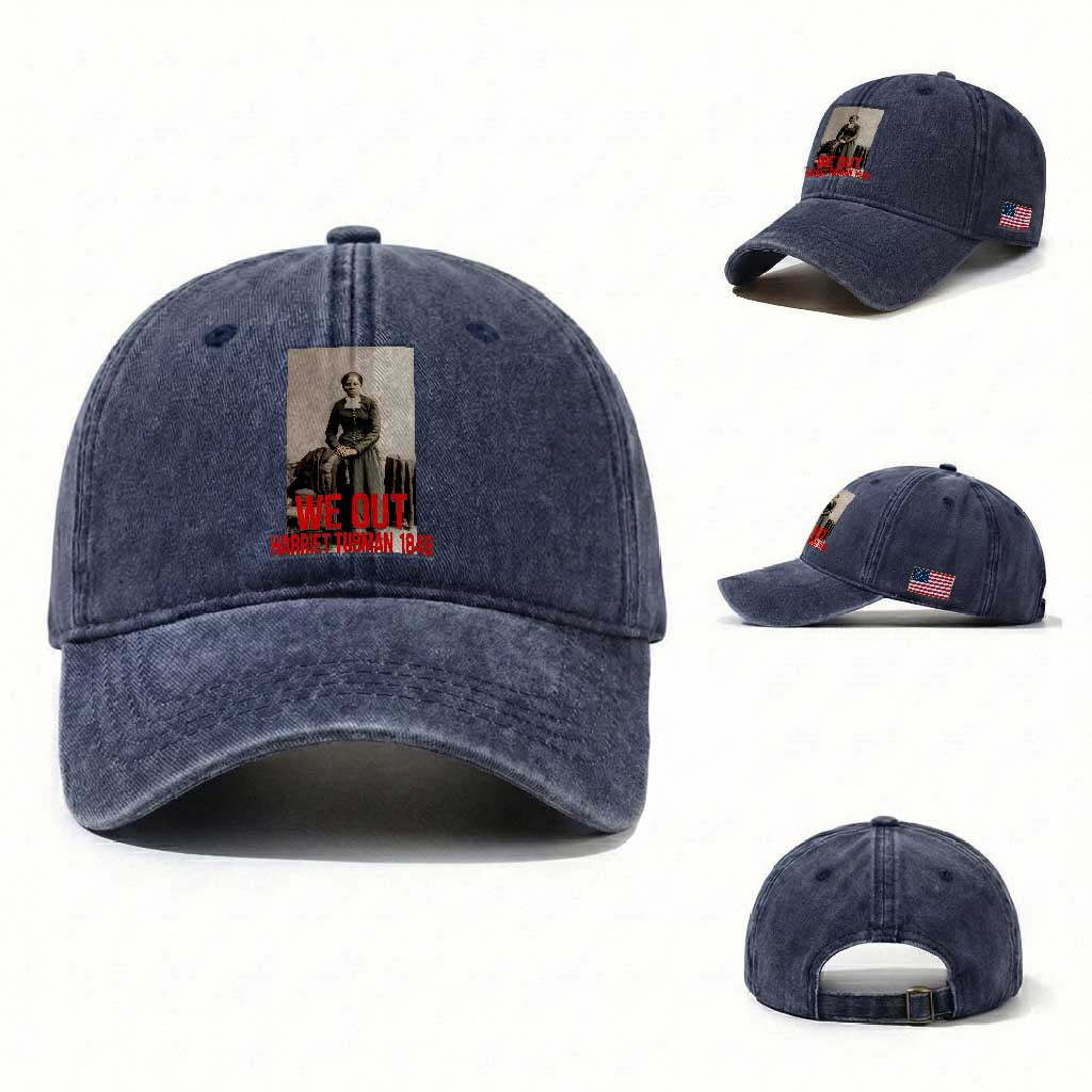 Harriet Tubman Quote Washed Cotton Baseball Cap Black Woman History TS14 Washed Cap Universal Fit Navy Print Your Wear