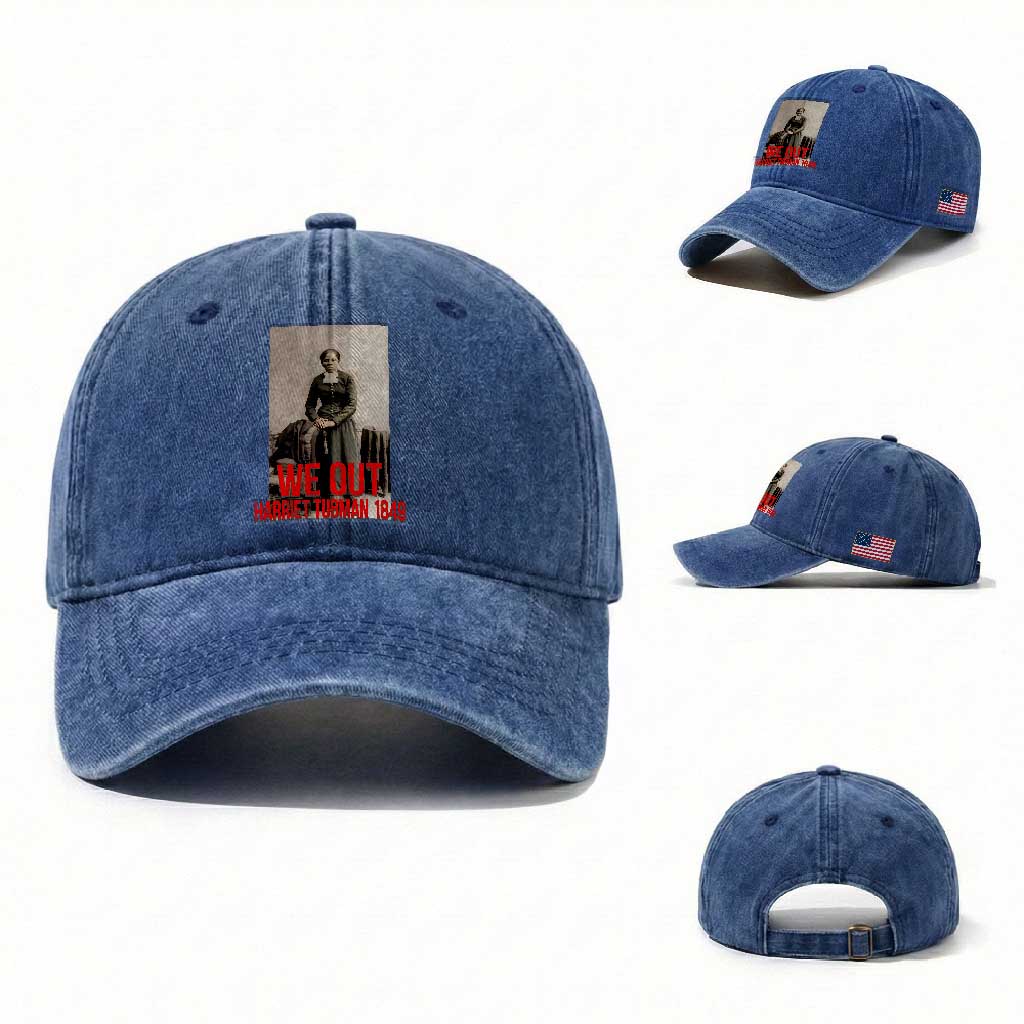 Harriet Tubman Quote Washed Cotton Baseball Cap Black Woman History TS14 Washed Cap Universal Fit Royal Blue Print Your Wear