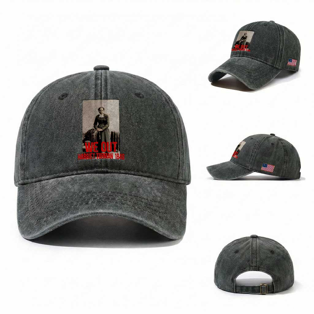Harriet Tubman Quote Washed Cotton Baseball Cap Black Woman History TS14 Washed Cap Universal Fit Dark Green Print Your Wear