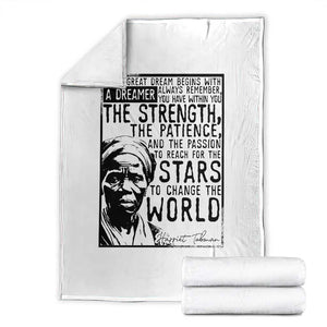 Harriet Tubman Quote Throw Blanket Black Woman History Activist TS14 White Print Your Wear
