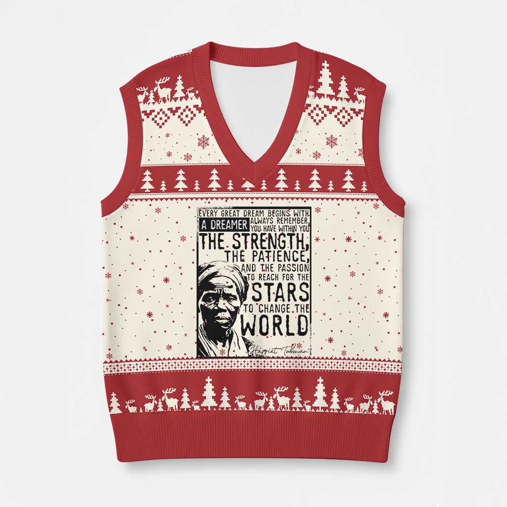 Harriet Tubman Quote V-Neck Knit Sweater Vest Black Woman History Activist TS14 Beige Red Print Your Wear