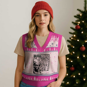 Harriet Tubman Quote V-Neck Knit Sweater Vest Black Woman History Activist TS14 Hot Pink Print Your Wear