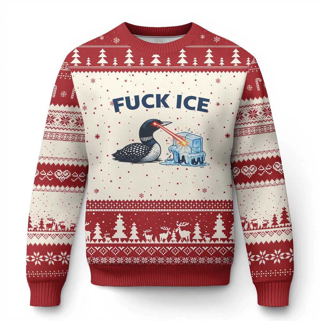 Minnesota Anti ICE Immigration Protest Ladies Ugly Christmas Sweater Fuck Ice TS14 Beige Red Print Your Wear