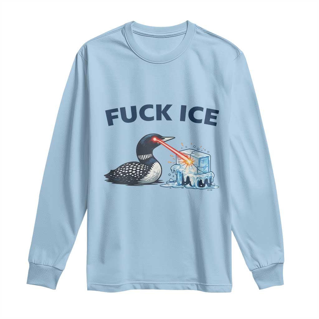 Minnesota Anti ICE Immigration Protest Ladies Long Sleeve Shirt Fuck Ice TS14 Light Blue Print Your Wear