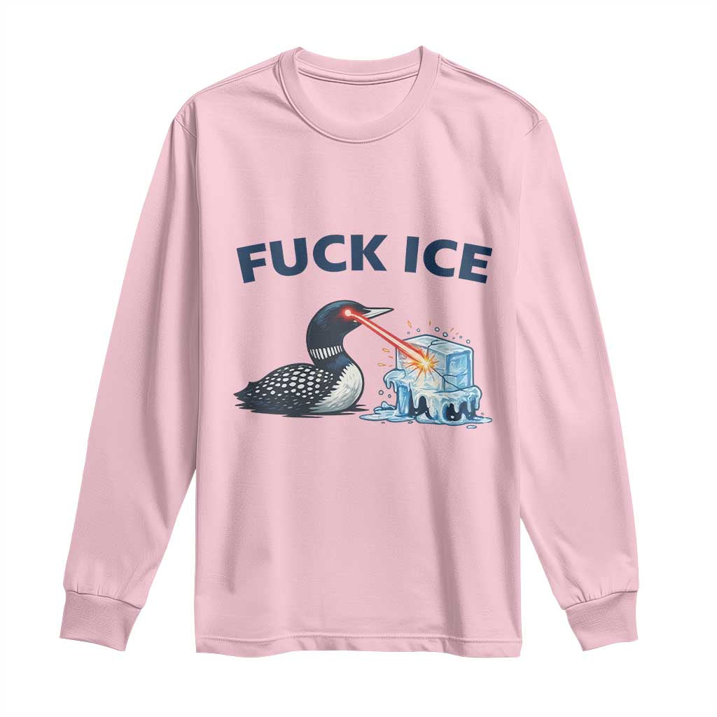 Minnesota Anti ICE Immigration Protest Ladies Long Sleeve Shirt Fuck Ice TS14 Light Pink Print Your Wear