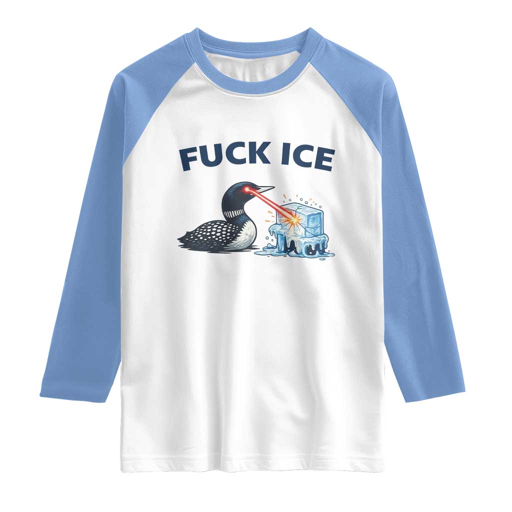 Minnesota Anti ICE Immigration Protest Ladies Raglan Shirt Fuck Ice TS14 White Carolina Blue Print Your Wear