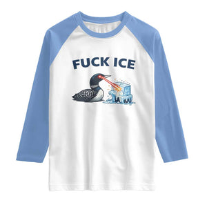 Minnesota Anti ICE Immigration Protest Ladies Raglan Shirt Fuck Ice TS14 White Carolina Blue Print Your Wear