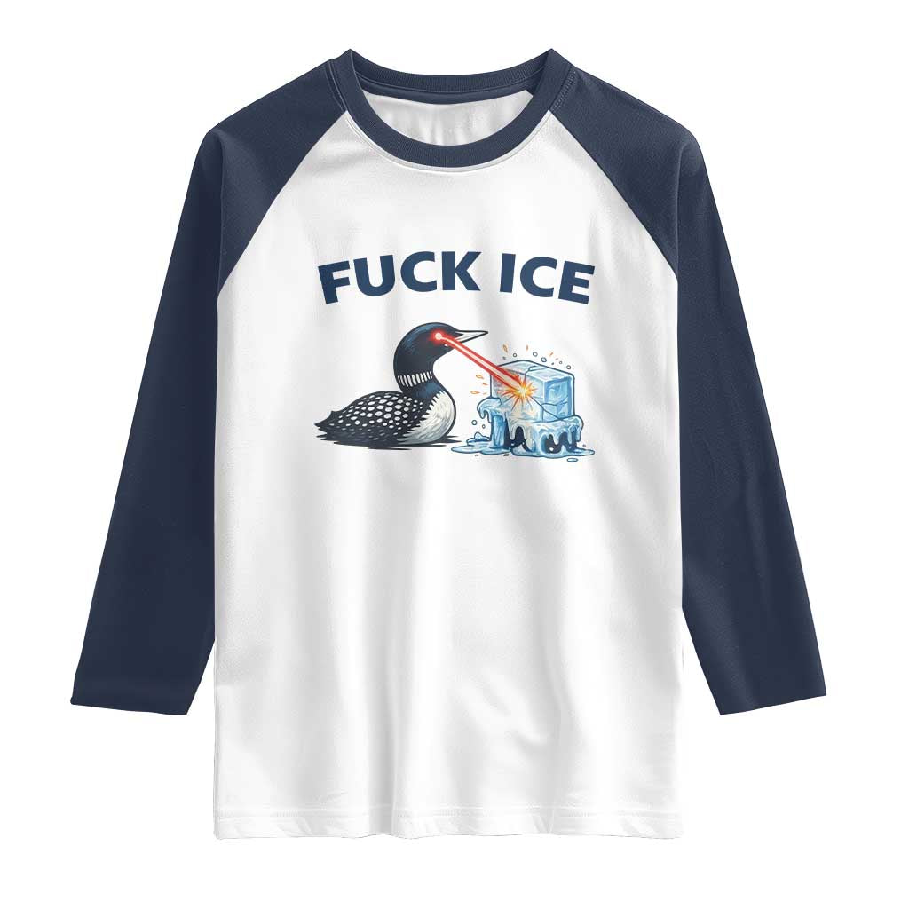 Minnesota Anti ICE Immigration Protest Ladies Raglan Shirt Fuck Ice TS14 White Navy Print Your Wear