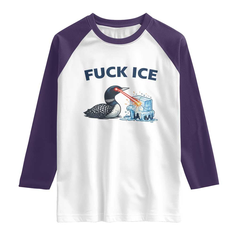Minnesota Anti ICE Immigration Protest Ladies Raglan Shirt Fuck Ice TS14 White Purple Print Your Wear