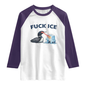 Minnesota Anti ICE Immigration Protest Ladies Raglan Shirt Fuck Ice TS14 White Purple Print Your Wear