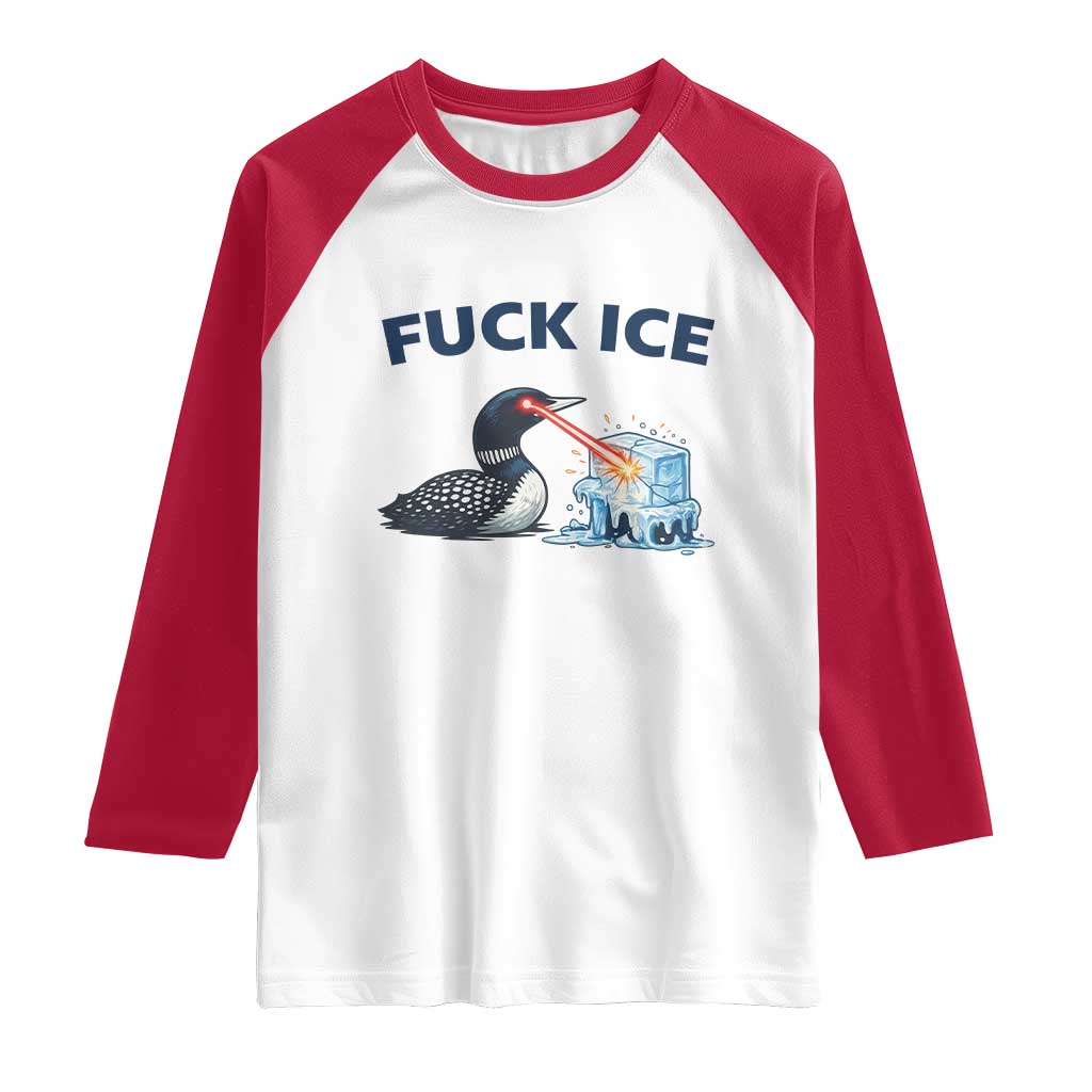Minnesota Anti ICE Immigration Protest Ladies Raglan Shirt Fuck Ice TS14 White Red Print Your Wear