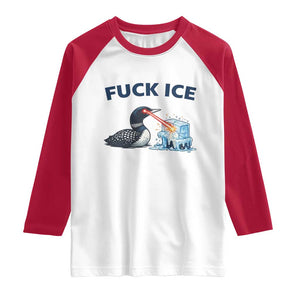 Minnesota Anti ICE Immigration Protest Ladies Raglan Shirt Fuck Ice TS14 White Red Print Your Wear