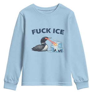 Minnesota Anti ICE Immigration Protest Ladies Youth Sweatshirt Fuck Ice TS14 Light Blue Print Your Wear