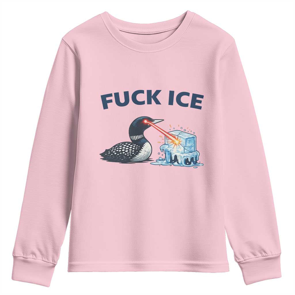 Minnesota Anti ICE Immigration Protest Ladies Youth Sweatshirt Fuck Ice TS14 Light Pink Print Your Wear