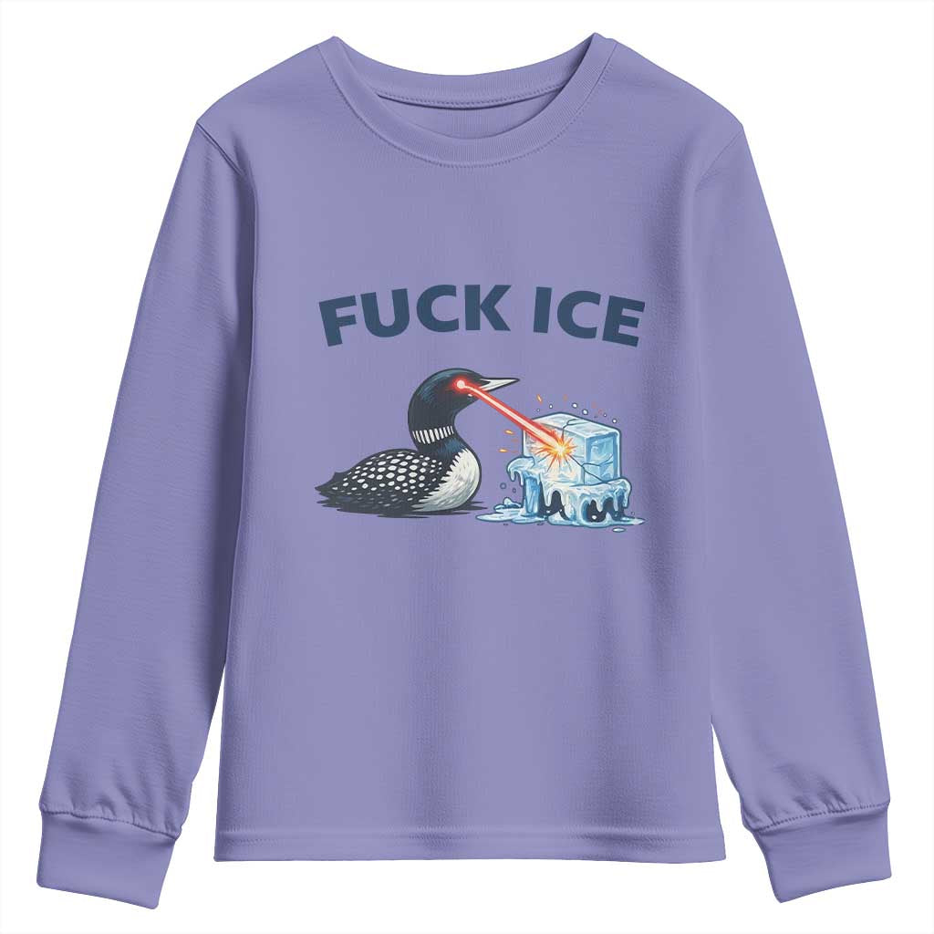 Minnesota Anti ICE Immigration Protest Ladies Youth Sweatshirt Fuck Ice TS14 Violet Print Your Wear