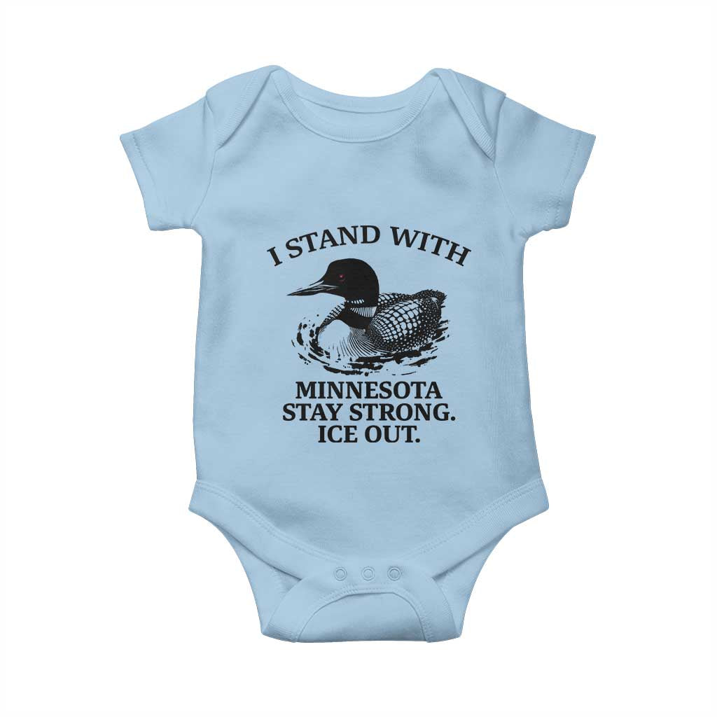 I Stand With Minnesota Baby Onesie Minnesota Anti ICE Immigration Protest TS14 Light Blue Print Your Wear