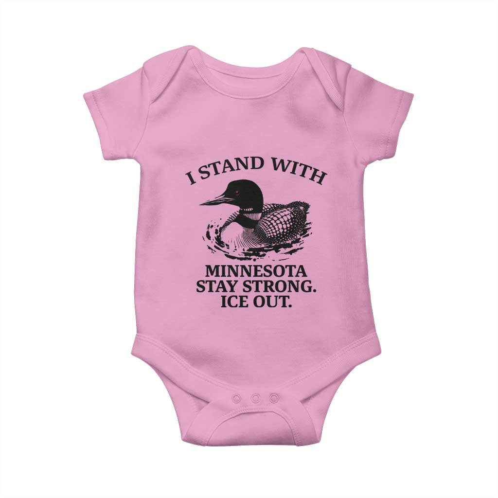 I Stand With Minnesota Baby Onesie Minnesota Anti ICE Immigration Protest TS14 Light Pink Print Your Wear