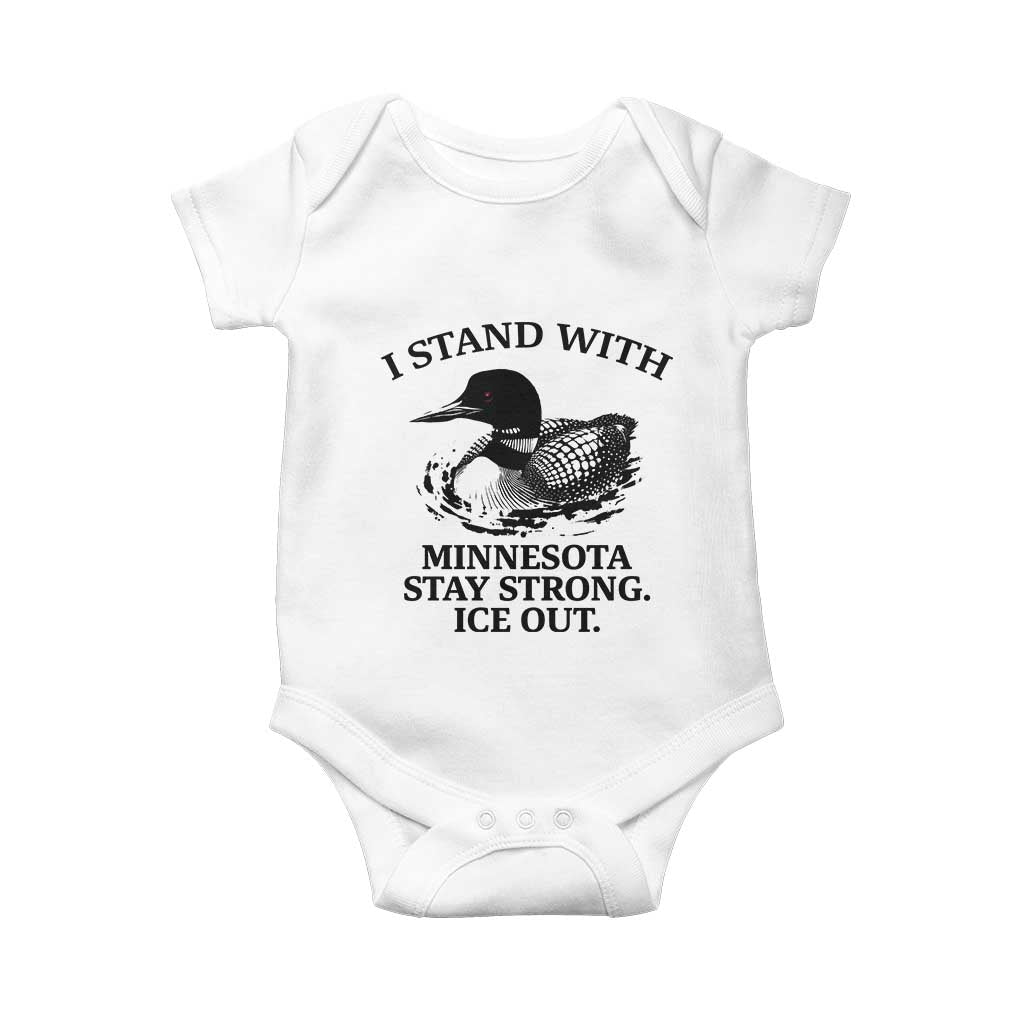 I Stand With Minnesota Baby Onesie Minnesota Anti ICE Immigration Protest TS14 White Print Your Wear