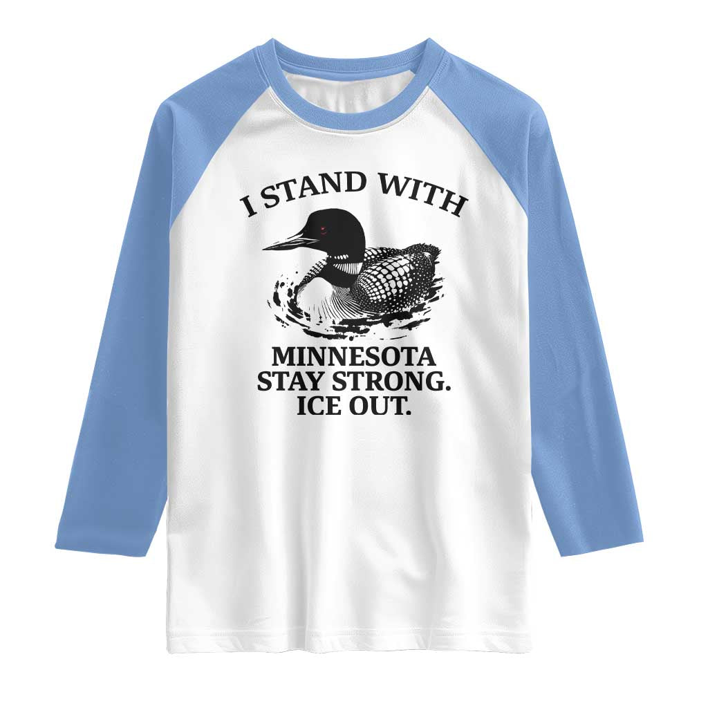 I Stand With Minnesota Raglan Shirt Minnesota Anti ICE Immigration Protest TS14 White Carolina Blue Print Your Wear