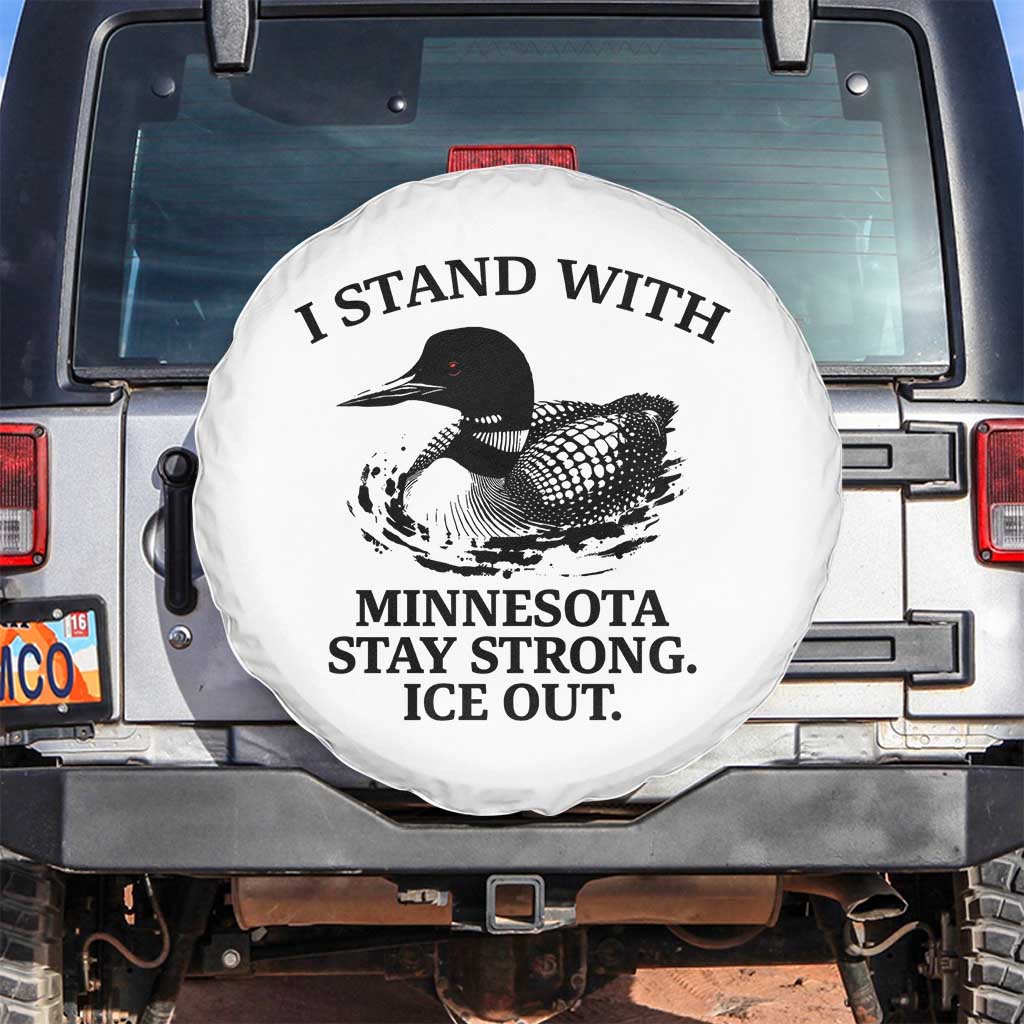 I Stand With Minnesota Spare Tire Cover Minnesota Anti ICE Immigration Protest TS14 No hole Black Print Your Wear
