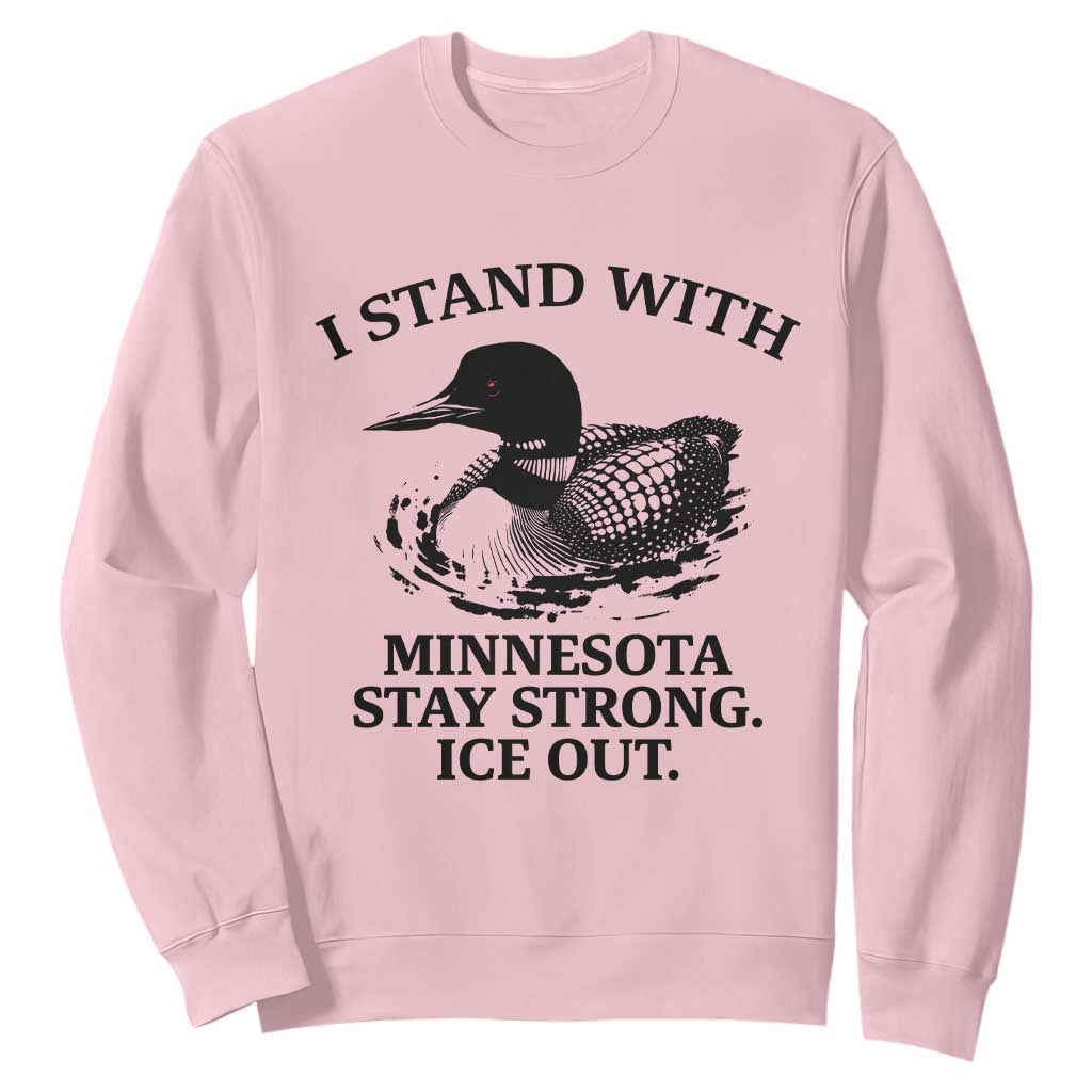 I Stand With Minnesota Sweatshirt Minnesota Anti ICE Immigration Protest TS14 Light Pink Print Your Wear