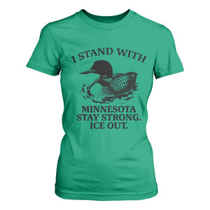 I Stand With Minnesota T Shirt For Women Minnesota Anti ICE Immigration Protest TS14 Irish Green Print Your Wear