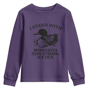 I Stand With Minnesota Youth Sweatshirt Minnesota Anti ICE Immigration Protest TS14 Purple Print Your Wear