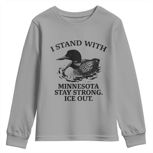 I Stand With Minnesota Youth Sweatshirt Minnesota Anti ICE Immigration Protest TS14 Sport Gray Print Your Wear