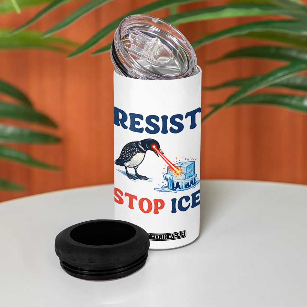 Stop ICE 4 in 1 Can Cooler Tumbler Minnesota Resist Anti ICE Immigration Protest TS14 Print Your Wear