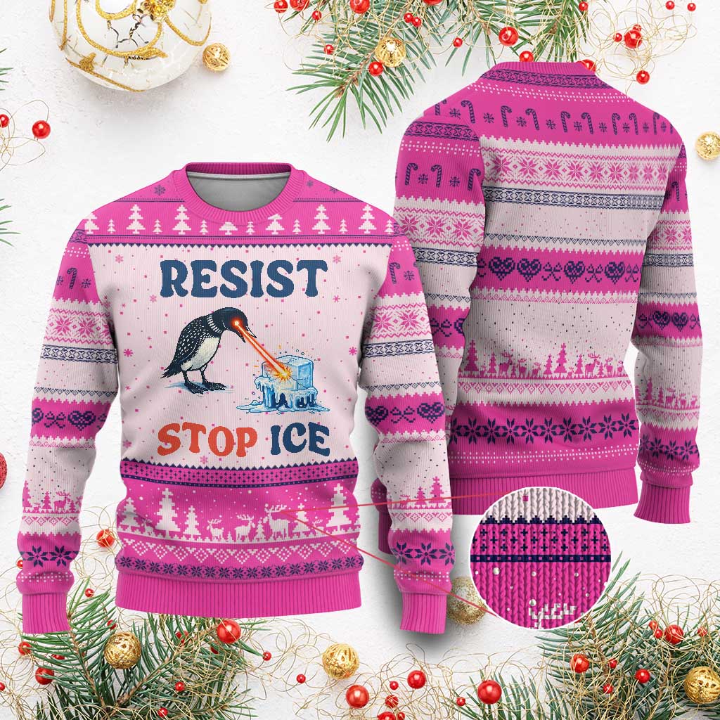 Stop ICE Ugly Christmas Sweater Minnesota Resist Anti ICE Immigration Protest TS14 Hot Pink Print Your Wear