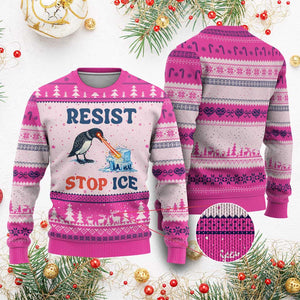 Stop ICE Ugly Christmas Sweater Minnesota Resist Anti ICE Immigration Protest TS14 Hot Pink Print Your Wear